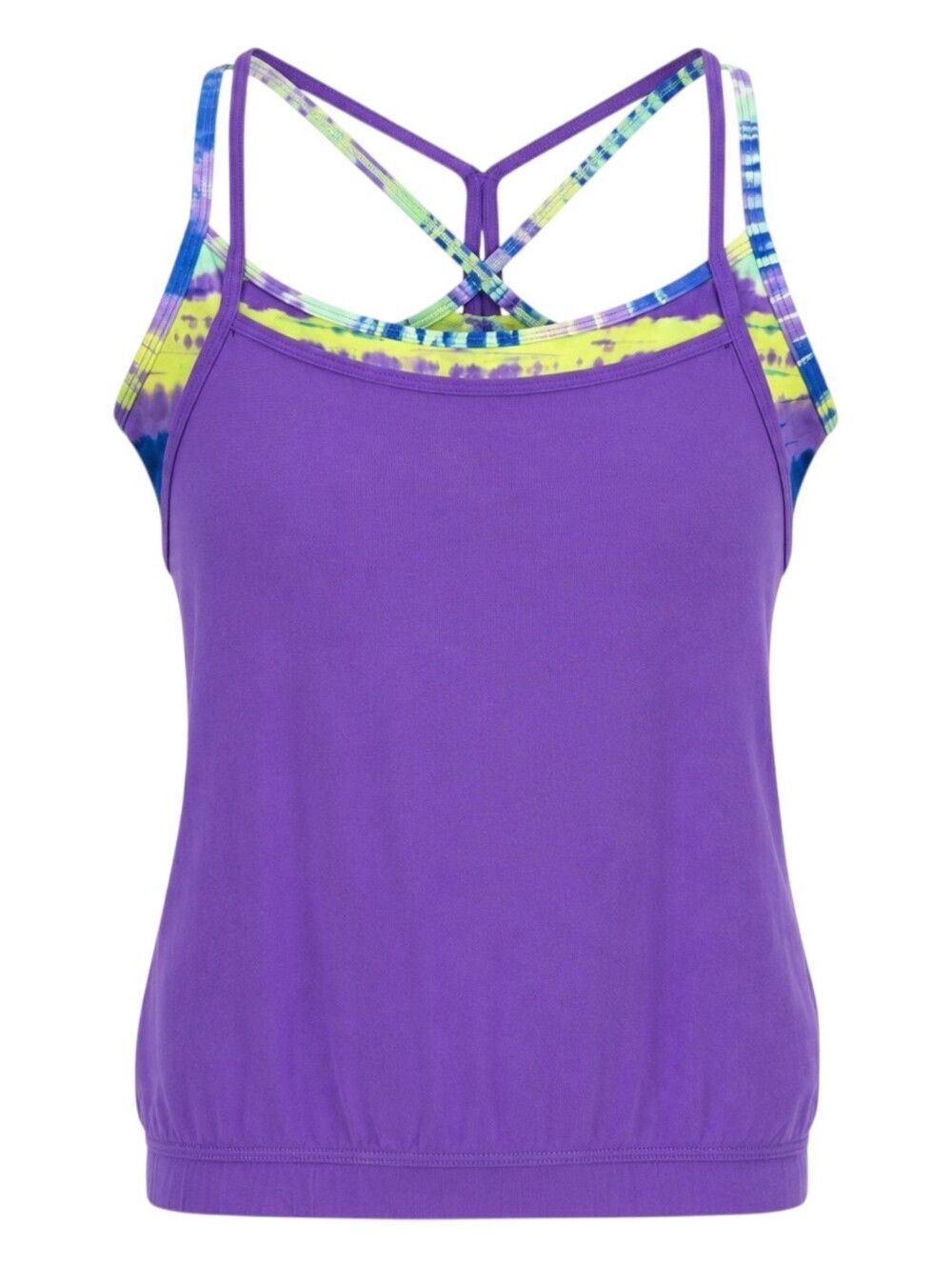 Iviva By Lululemon Kids Tank Top Built In Bra Purple Yellow Green Blue Girls 12